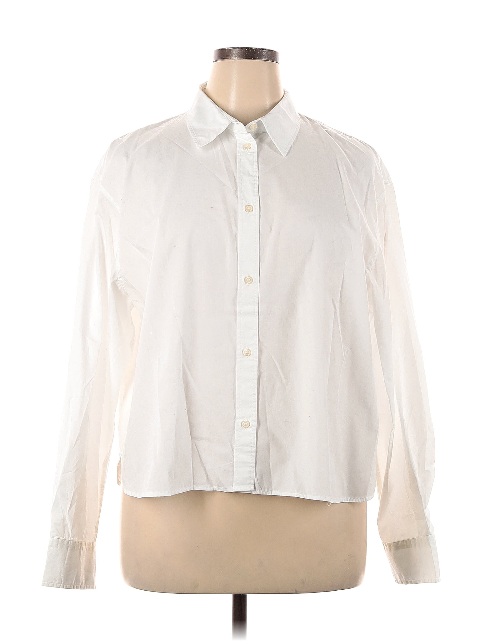 Gap 100% Cotton White Ivory Long Sleeve Button-Down Shirt Size XL - 64% ...