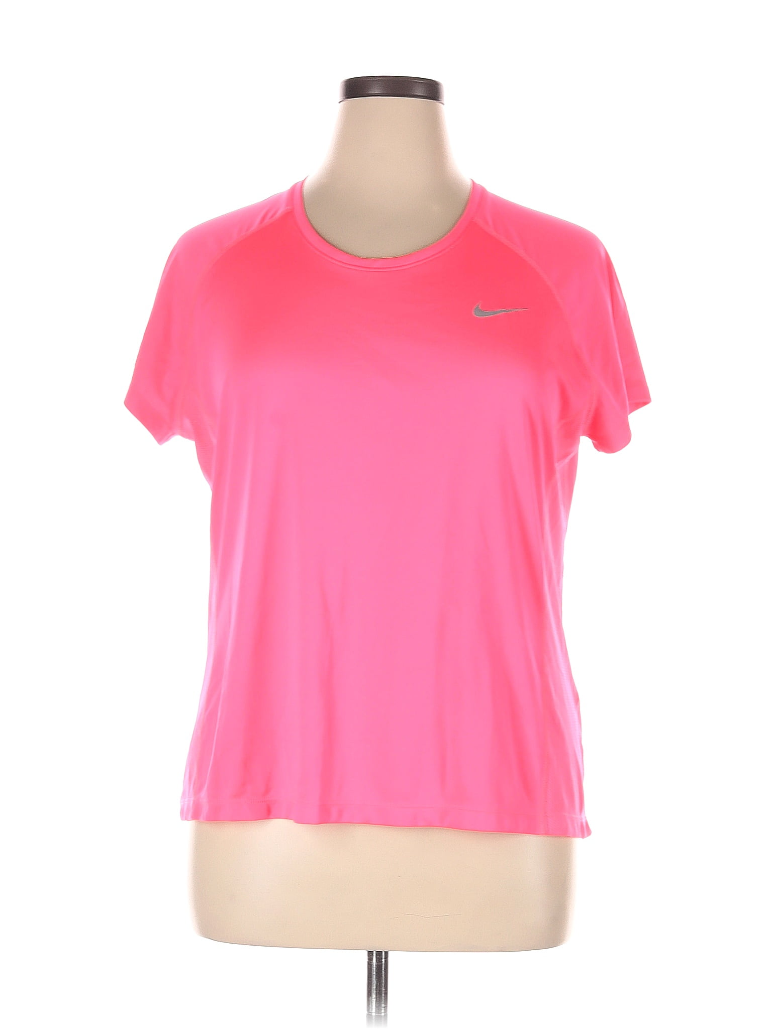 Nike 100% Polyester Solid Pink Active T-Shirt Size 1X (Plus) - 60