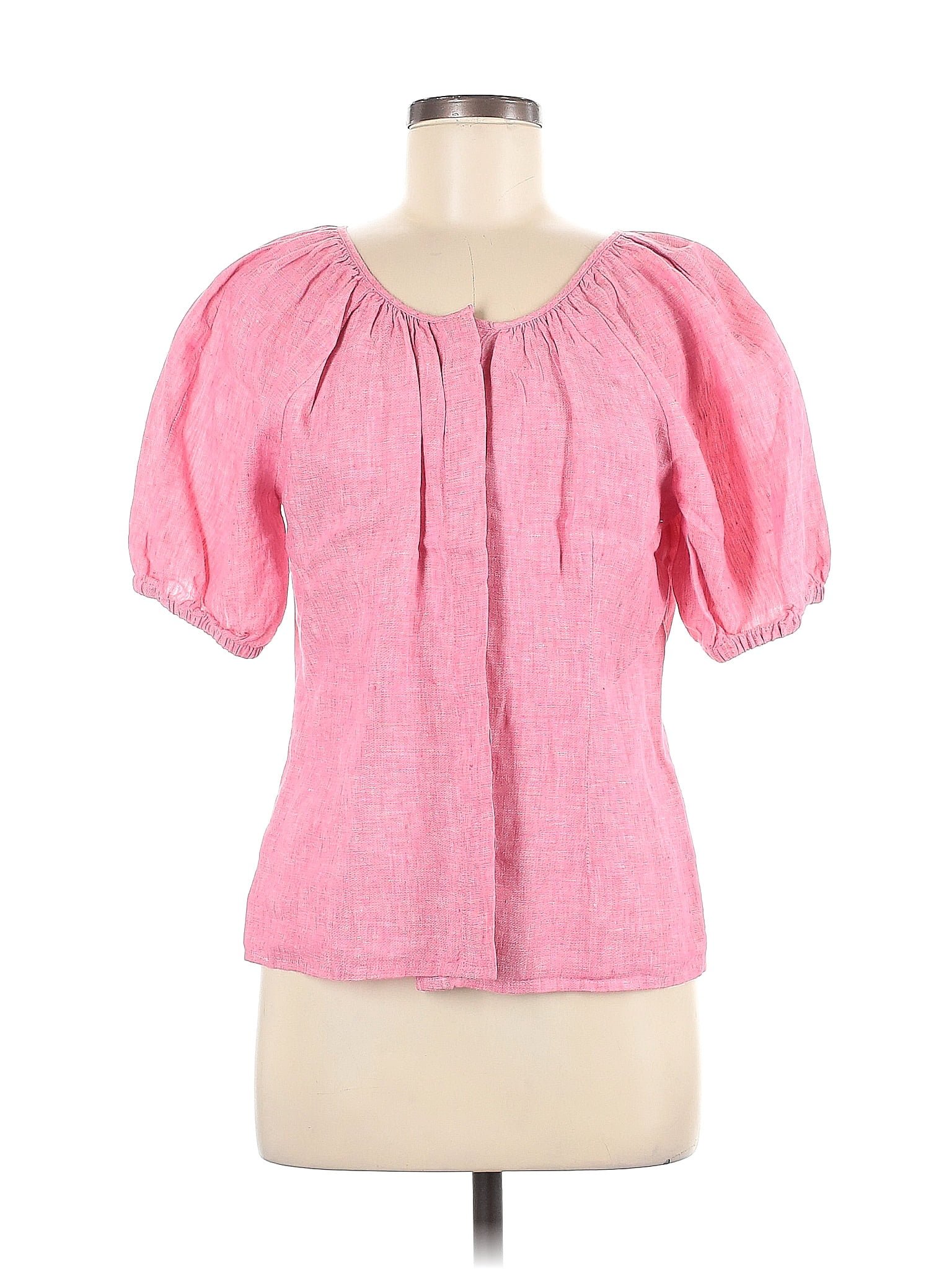 J Crew 100 Linen Pink Short Sleeve Blouse Size 6 77 Off Thredup