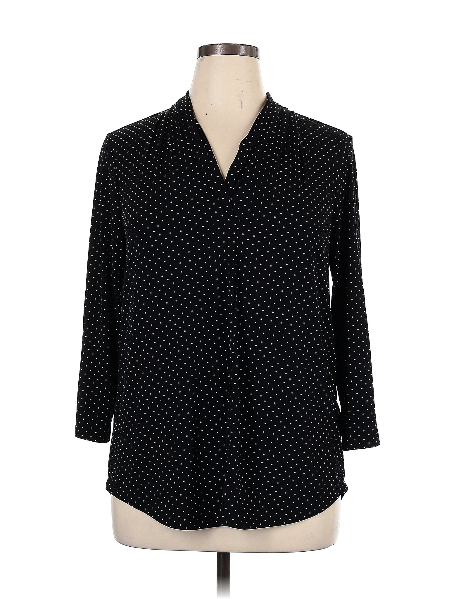 Charter Club Womens Plus Roll Sleeve Plaid Shirt Black Size 3xl