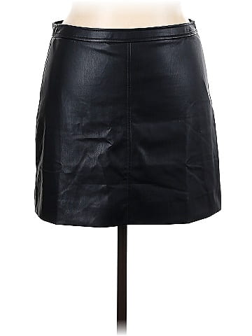 J crew shop black leather skirt