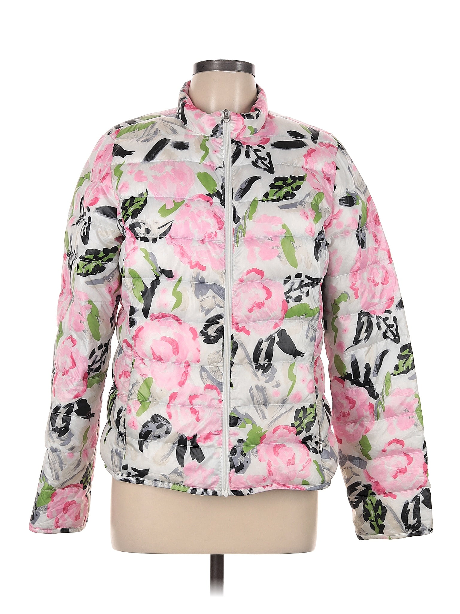 Lands' End 100 Polyester Floral Pink Jacket Size M 71 off ThredUp