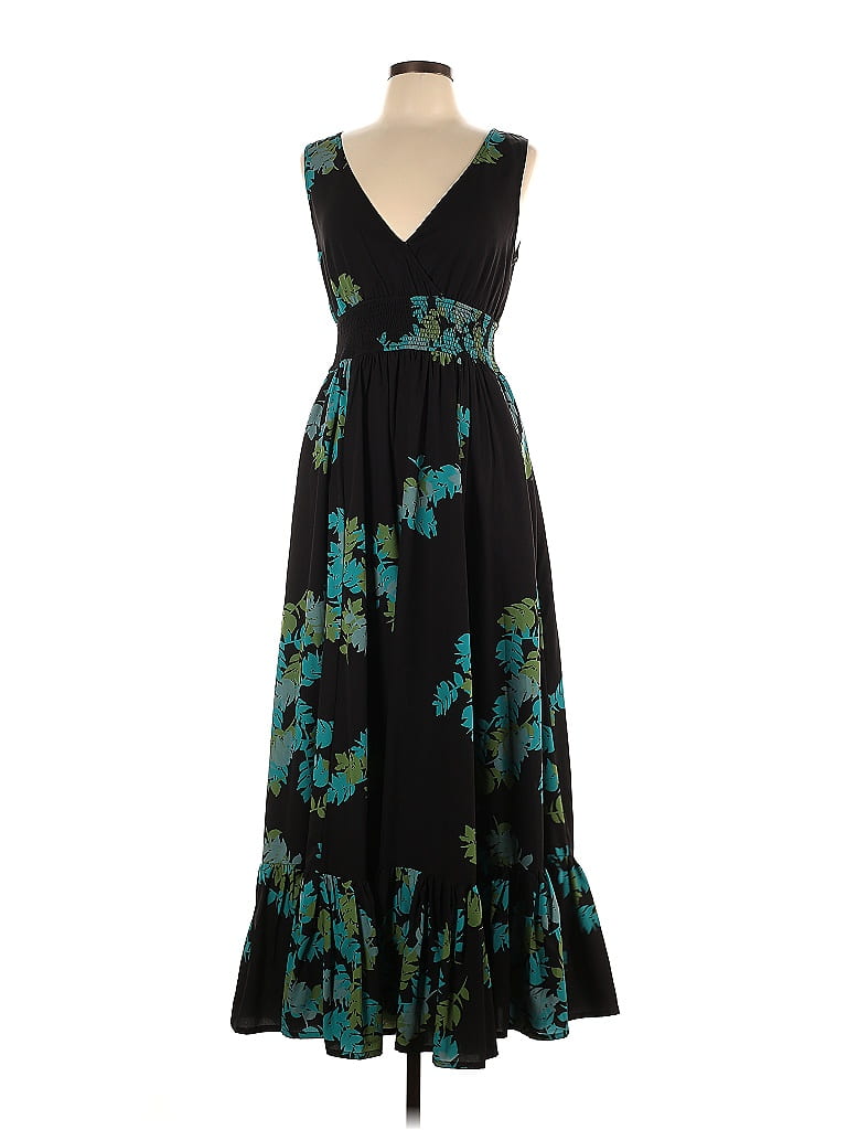 eShakti 100% Polyester Floral Black Casual Dress Size L - 59% off | ThredUp