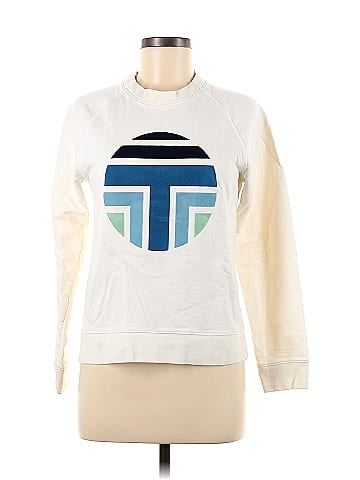 Tory Sport 100 Cotton Color Block Graphic Ivory White Sweatshirt