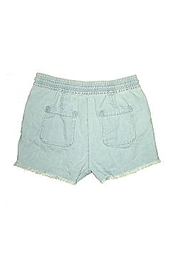 Ann Taylor LOFT Cotton Linen Denim Pull On Shorts in Light Indigo Wash (view 2)