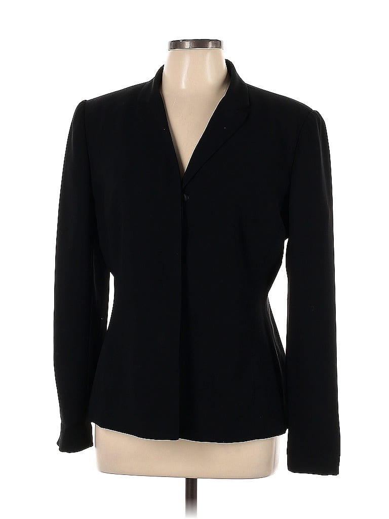 Jones New York 100 Polyester Solid Black Blazer Size 12 79 Off