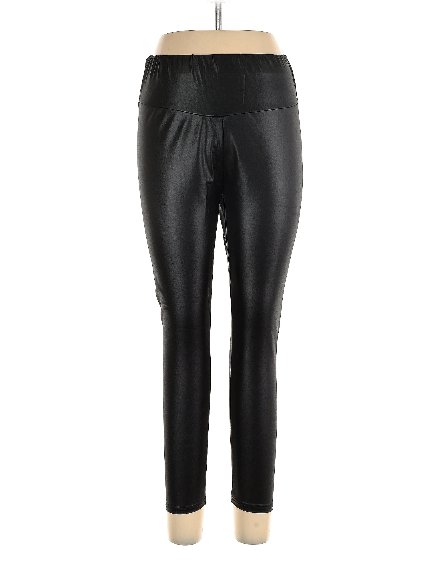 Shein Solid Black Faux Leather Pants Size 0x (plus) - 52% Off 