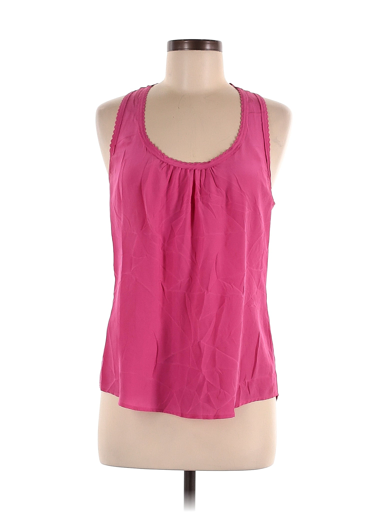 Trina Turk Size M Women's Fuchsia Solid V Neck Blouse