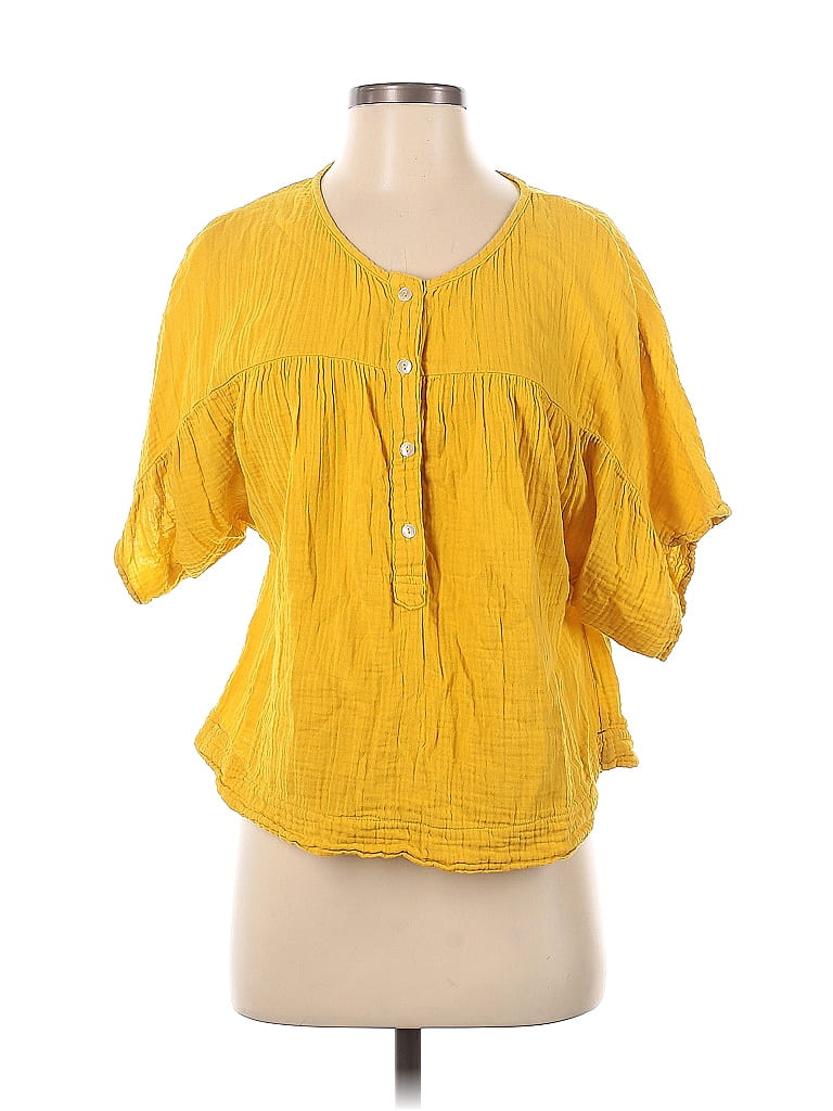 Xirena 100% Cotton Yellow Short Sleeve Blouse Size S - 79% off | ThredUp