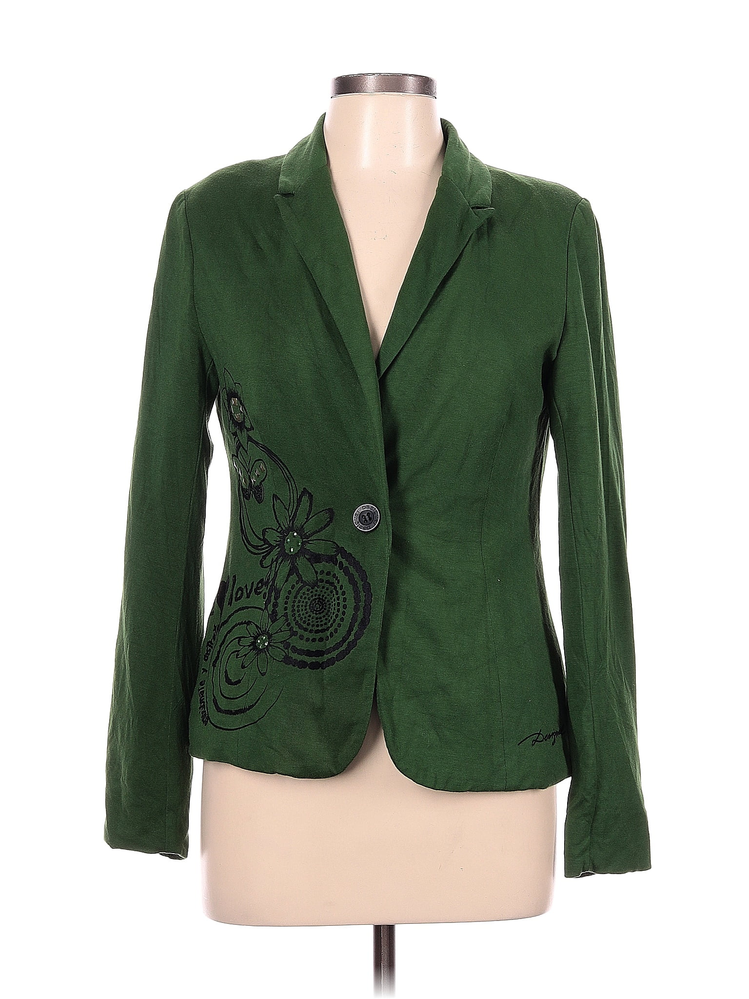 Desigual Solid Green Blazer Size 42 (EU) - 69% off | ThredUp