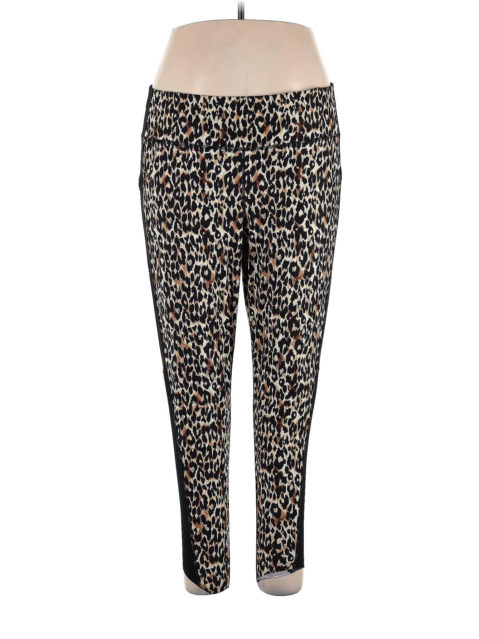 Ideology Leopard Print Multi Color Black Active Pants Size 2X