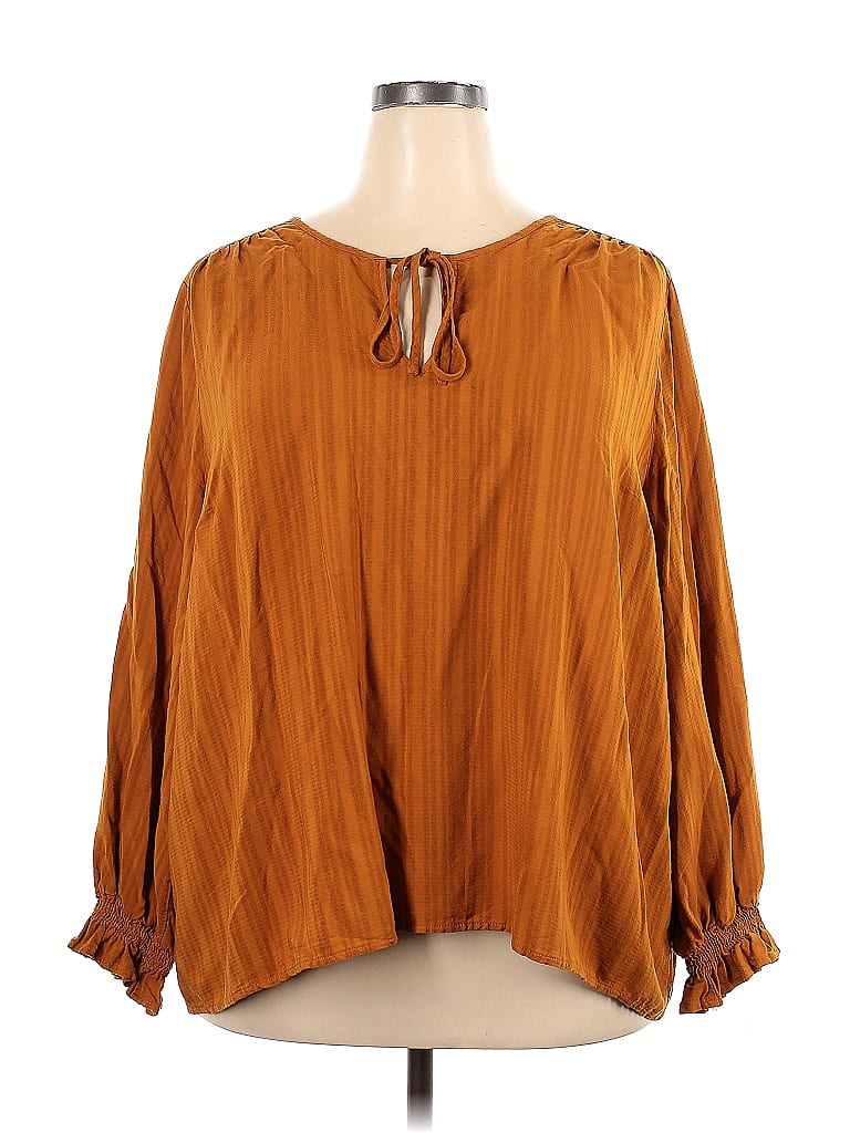 Knox Rose 100 Rayon Brown Long Sleeve Blouse Size 2x Plus 31 Off