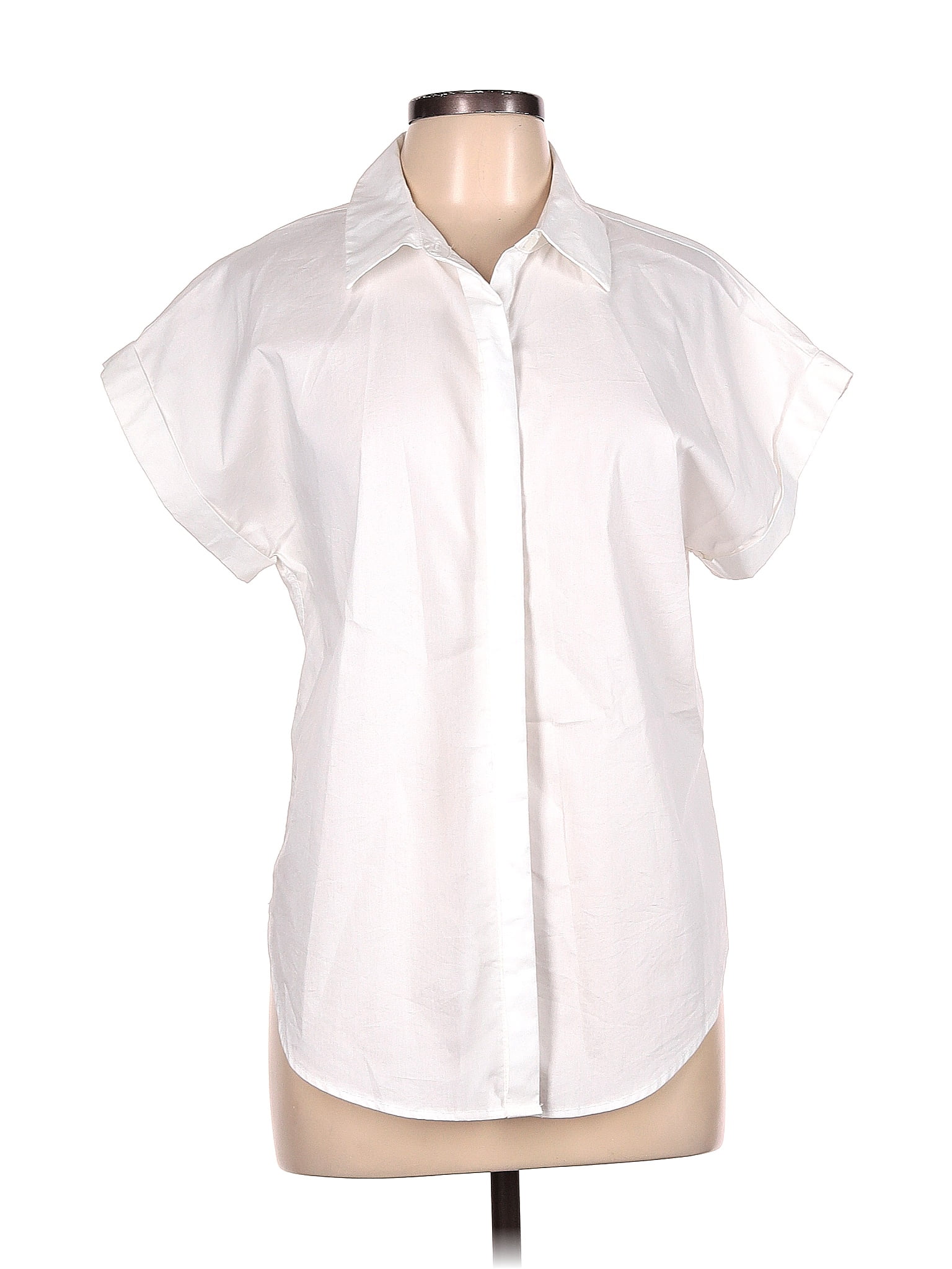 Marled by Reunited Solid White Short Sleeve Blouse Size L - 77% off ...