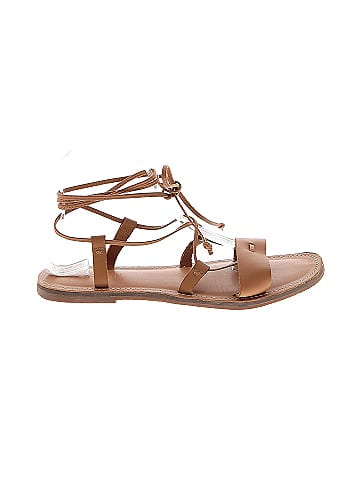 Madewell Solid Brown Tan The Boardwalk Lace Up Sandal in Leather