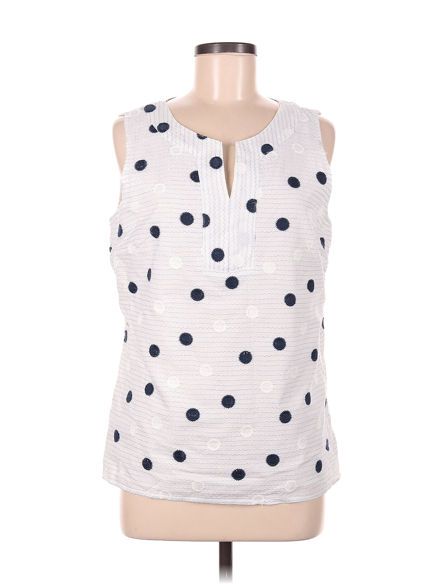 White Polka Dot Sleeveless Tops
