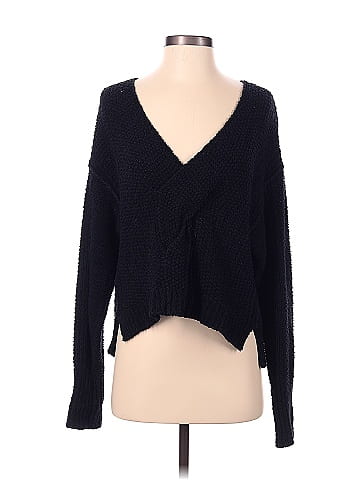 Free People 100% Cotton Color Block Solid Navy Black Pullover