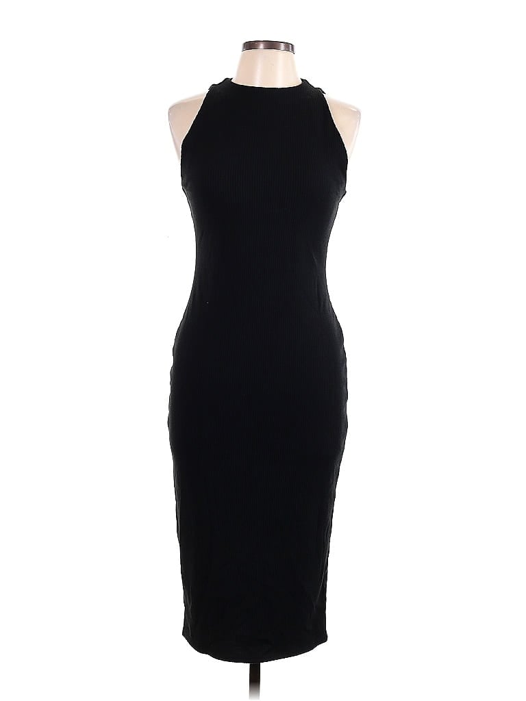 VICI Solid Black Casual Dress Size L - photo 1