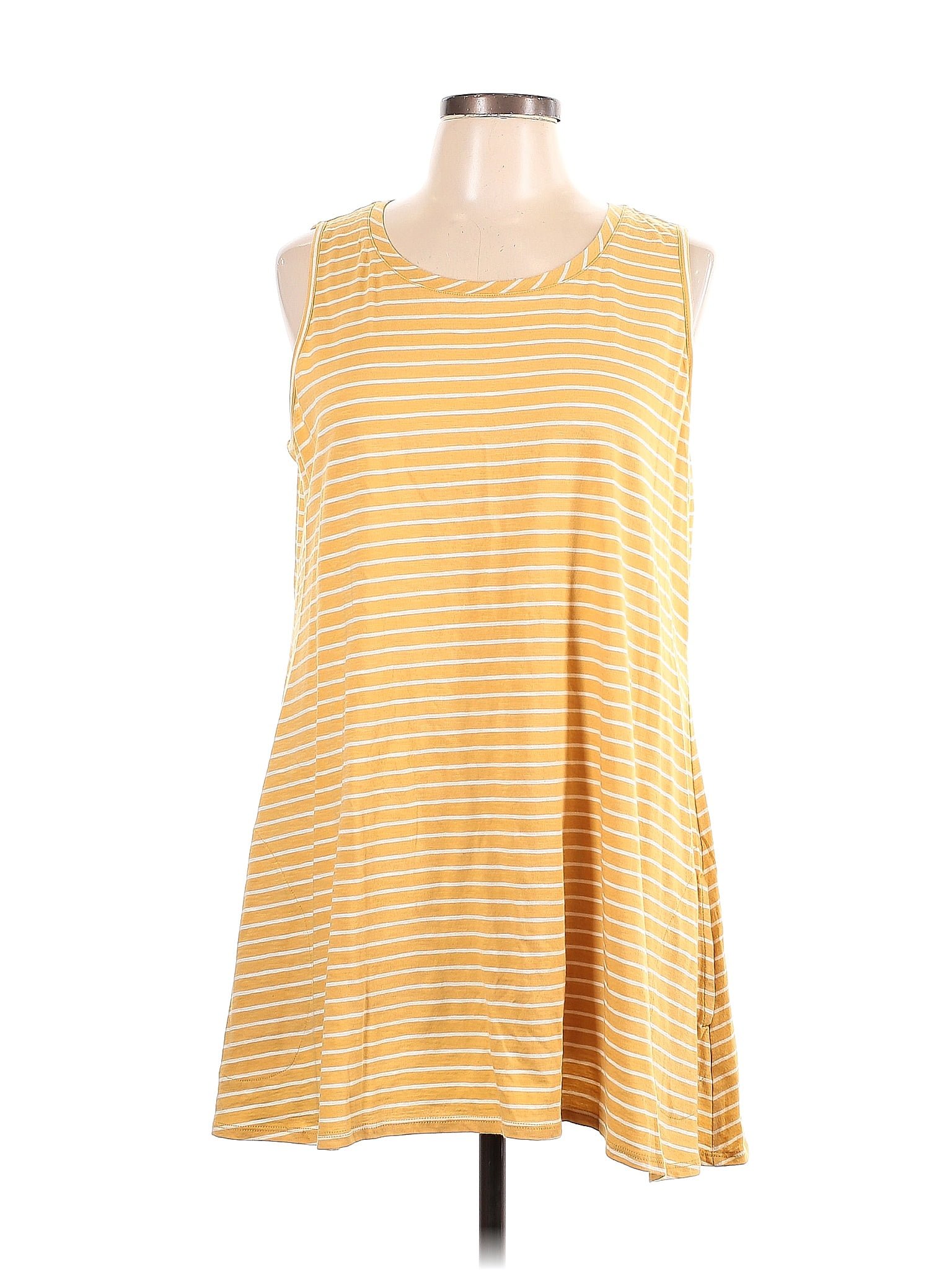 Logo By Lori Goldstein 100 Cotton Stripes Yellow Tank Top Size L 66