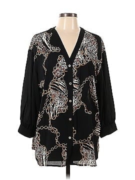 Slim Factor By Investments Plus Size Palm Print Round Neck 3/4 Sleeve –  Shoptiques