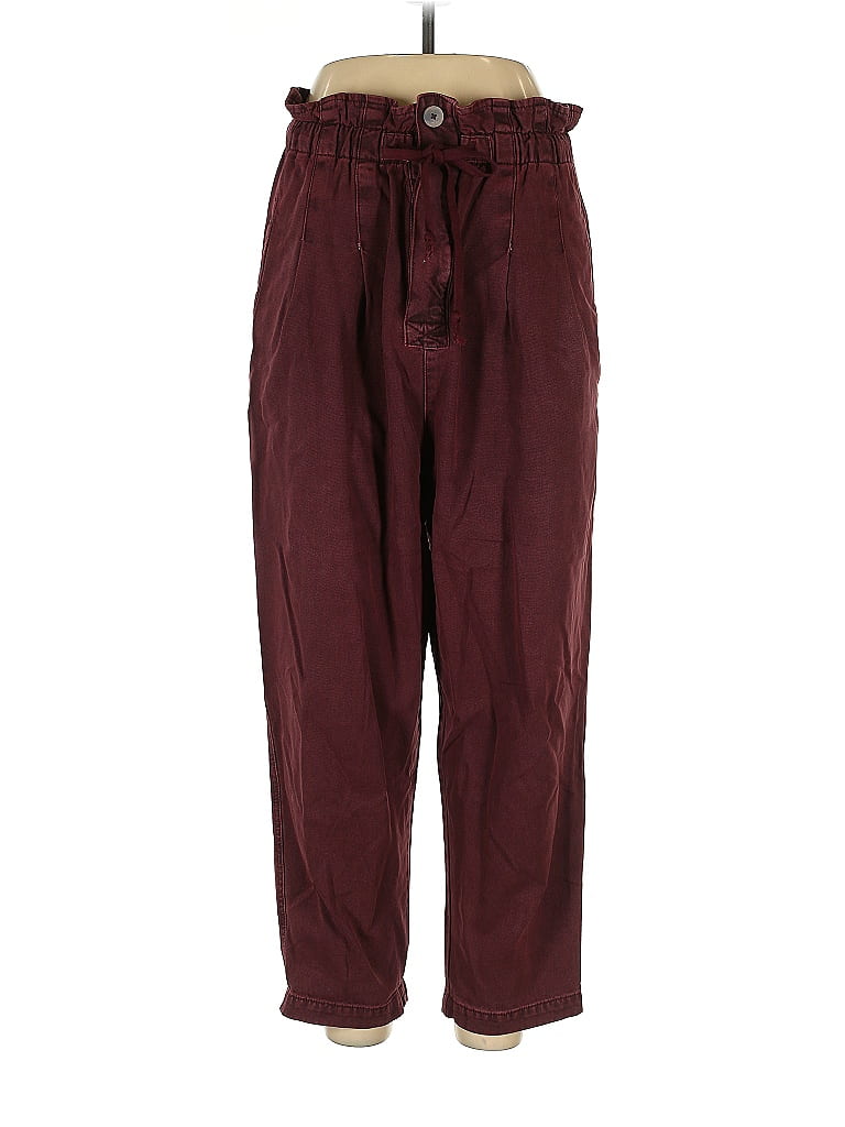 Free People Solid Maroon Burgundy Casual Pants Size L - 59% off | ThredUp