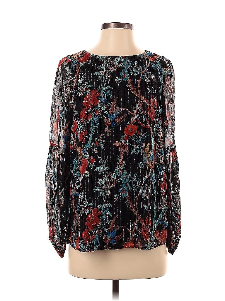 Pre-owned Club Monaco Long Sleeve Blouse In Black