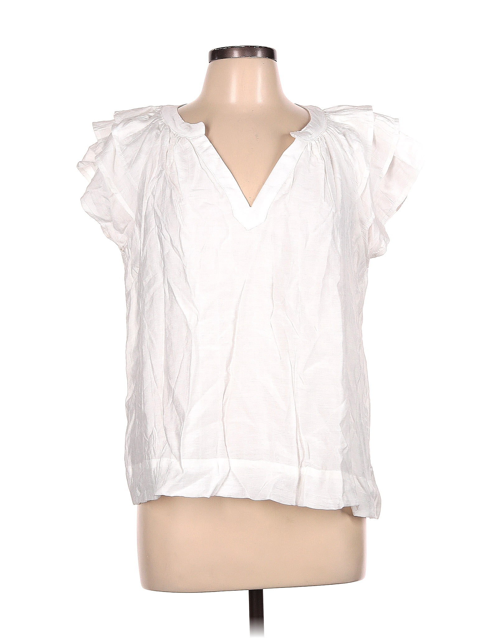 TCEC Solid White Short Sleeve Blouse Size L - 58% off | ThredUp