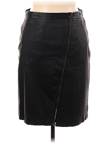 J crew black top leather skirt