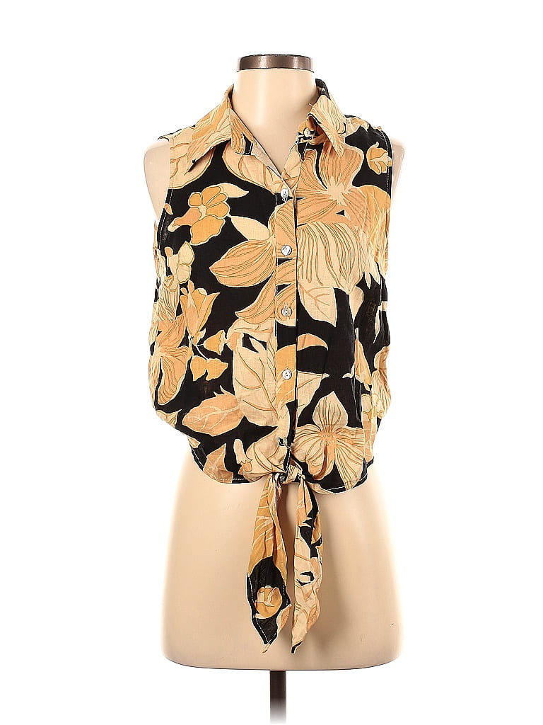 RACHEL ZOE Womens Sequined Printed Sleeveless Jewel Neck Top