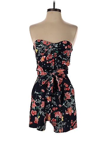 Great Jones Blue Floral Strapless Romper (view 1)