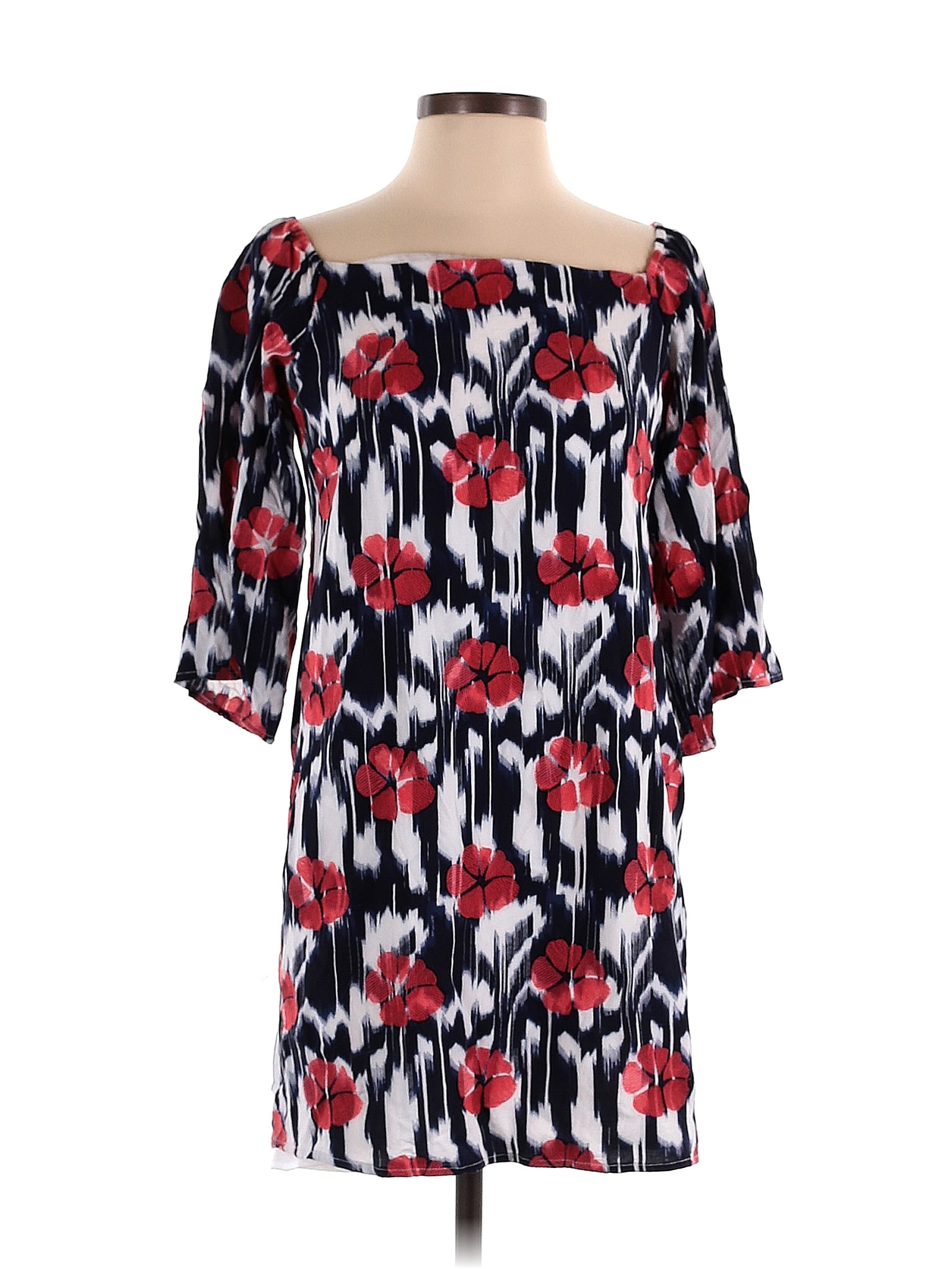 Trina Trina Turk 100 Rayon Floral Multi Color Red Casual Dress Size S