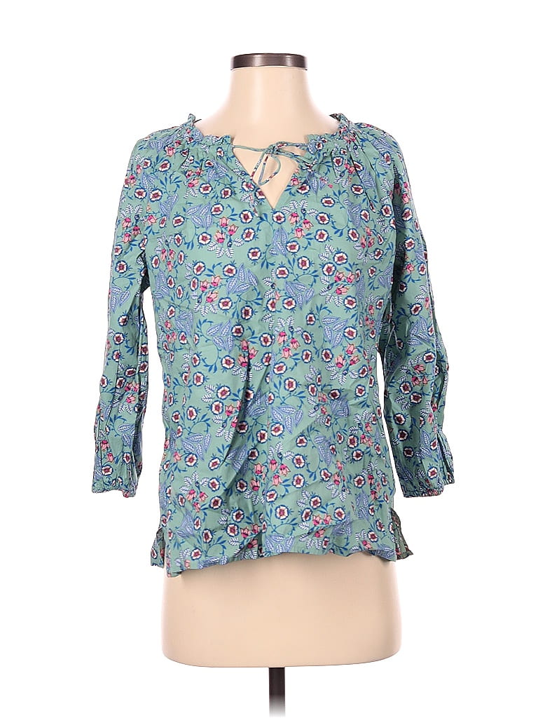Blouse Ann Taylor Loft Taille M - Manches à Volants, Imprimé Floral, Bleu, Neuve Sans étiquette