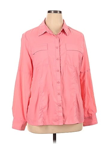 Reel Legends 100% Polyester Pink Long Sleeve Blouse Size 1X (Plus) - 40%  off