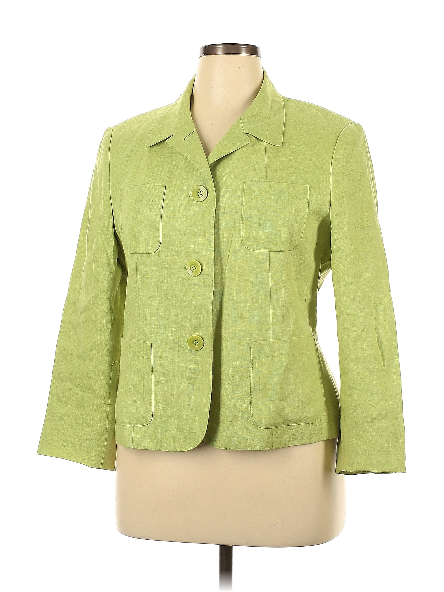 Talbots 100% Linen Solid Green Jacket Size 16 - 77% off | ThredUp