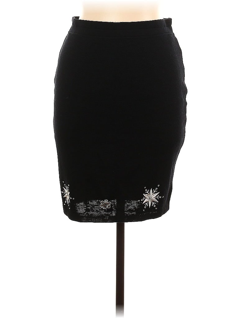 Louis Féraud 100% Laine (wool) Solid Black Wool Skirt Size 12 - photo 1