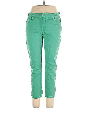 NYDJ Solid Green Jeans Size 14 (Petite) - 78% off
