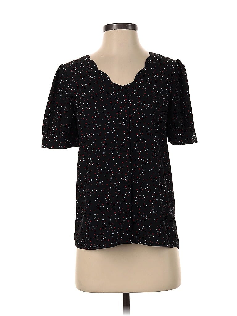 41HAWTHORN Pre-owned Short Sleeve Top Black Stars Pattern Sweetheart Neckline Tops
