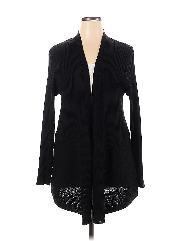 Eileen Fisher 100% Laine (wool) Color Block Solid Black Wool Cardigan ...