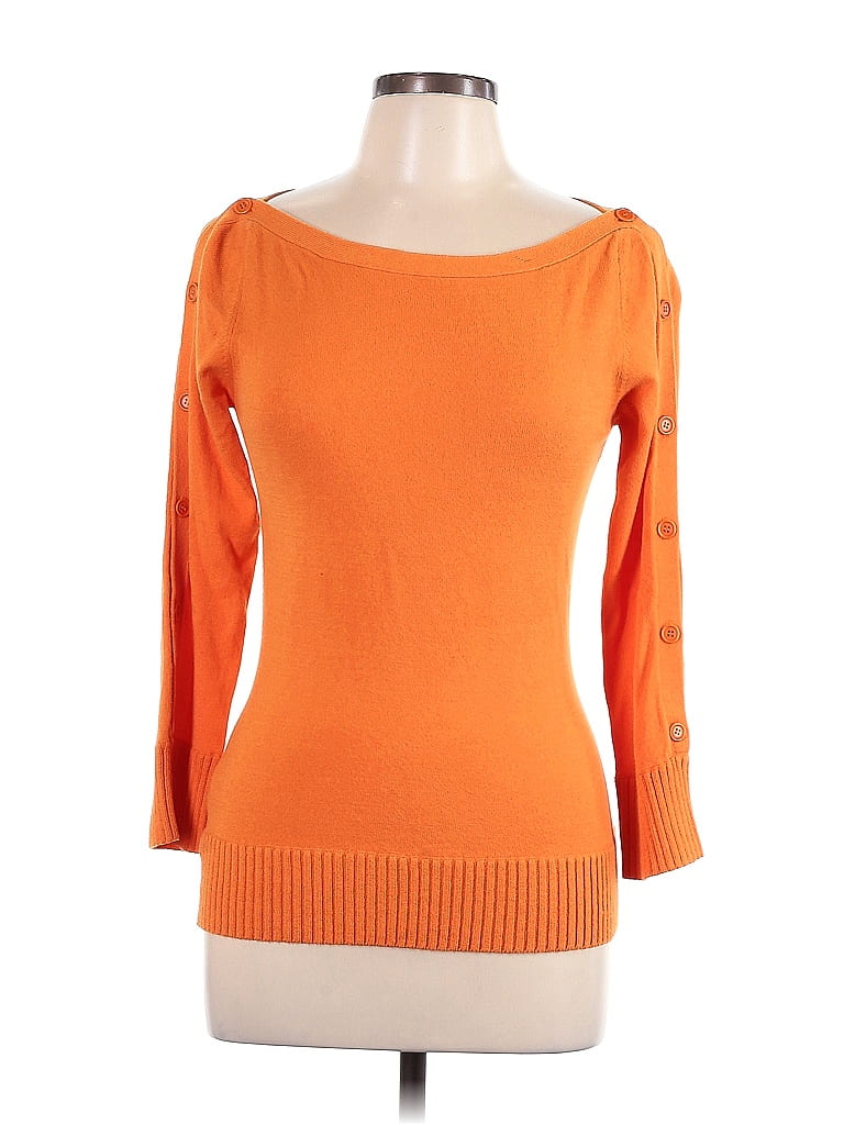 BCBGMAXAZRIA Color Block Solid Orange Pullover Sweater Size L - 81% off