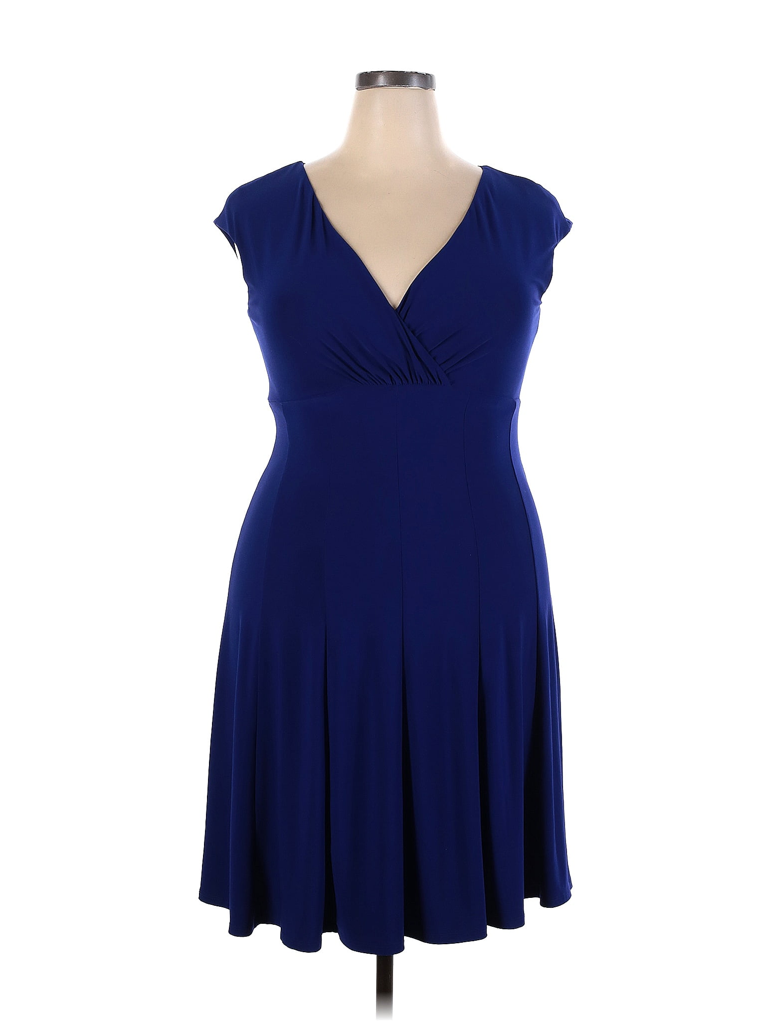 Lauren by Ralph Lauren Solid Sapphire Blue Casual Dress Size 14 - 64% ...