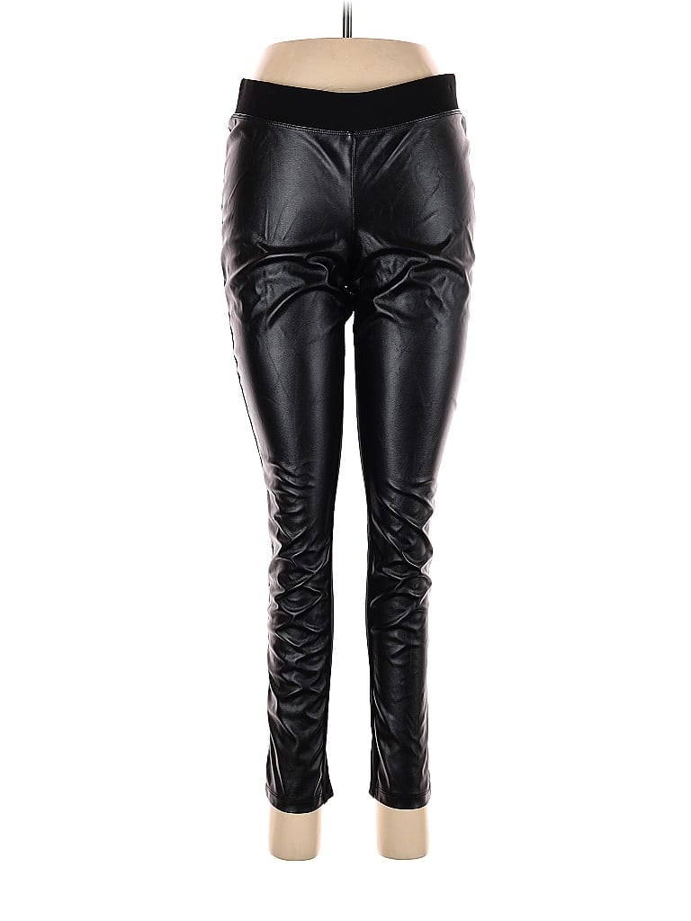 Three Hearts 100% Polyester Solid Black Faux Leather Pants Size M - 58% ...