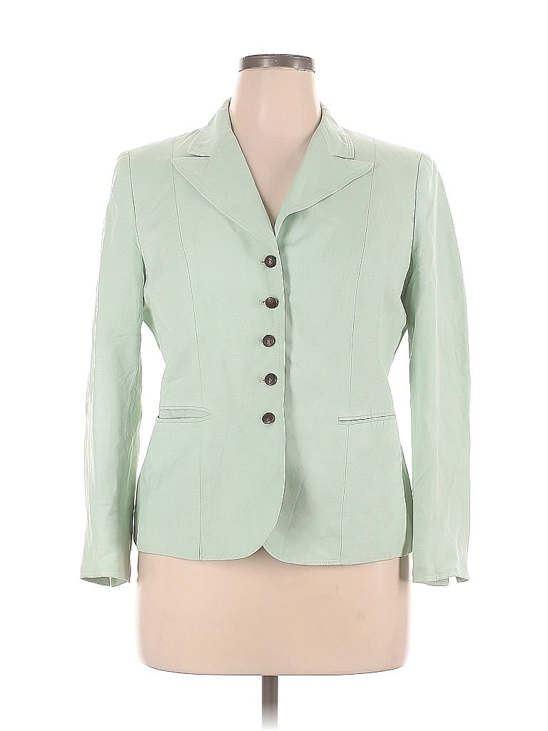 Le Suit Solid Green Blazer Size 14 - 77% off | ThredUp