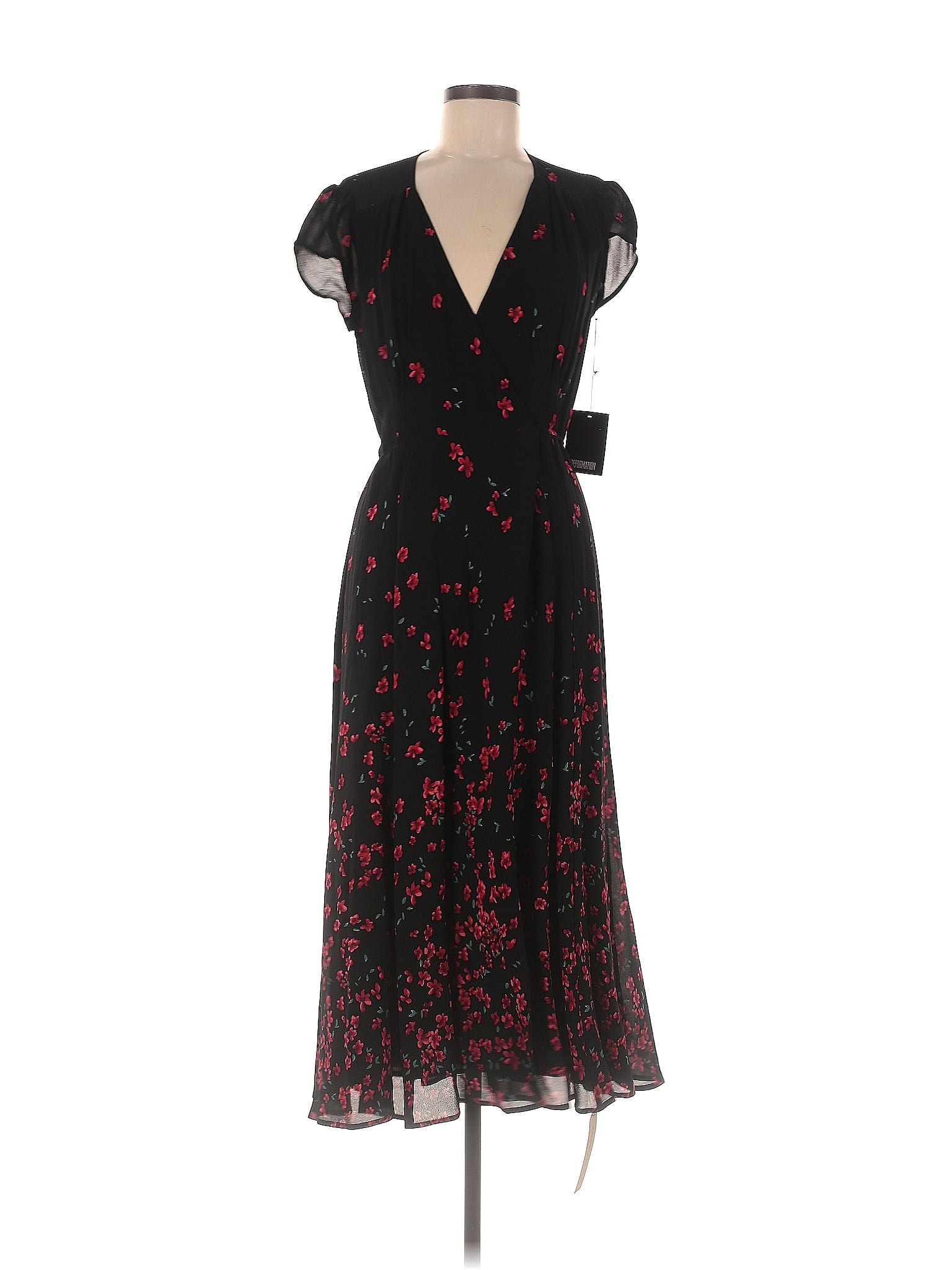 Reformation 100% Viscose Floral Black Casual Dress Size M - 29% off ...