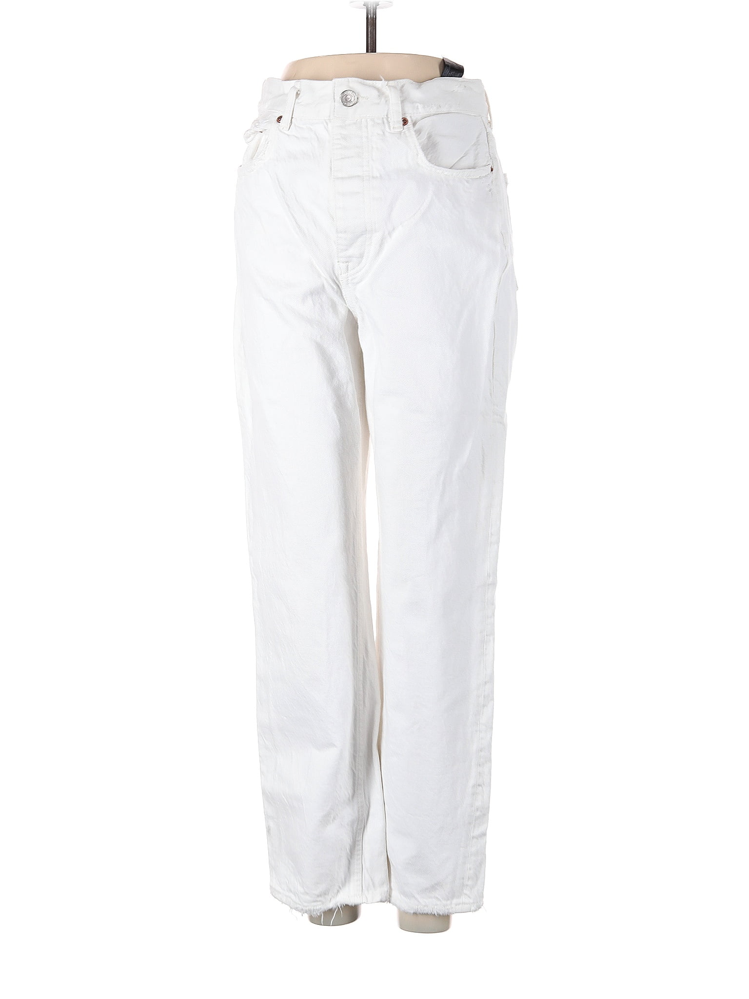 Zara 100 Cotton Solid White Jeans Size 6 49 Off Thredup