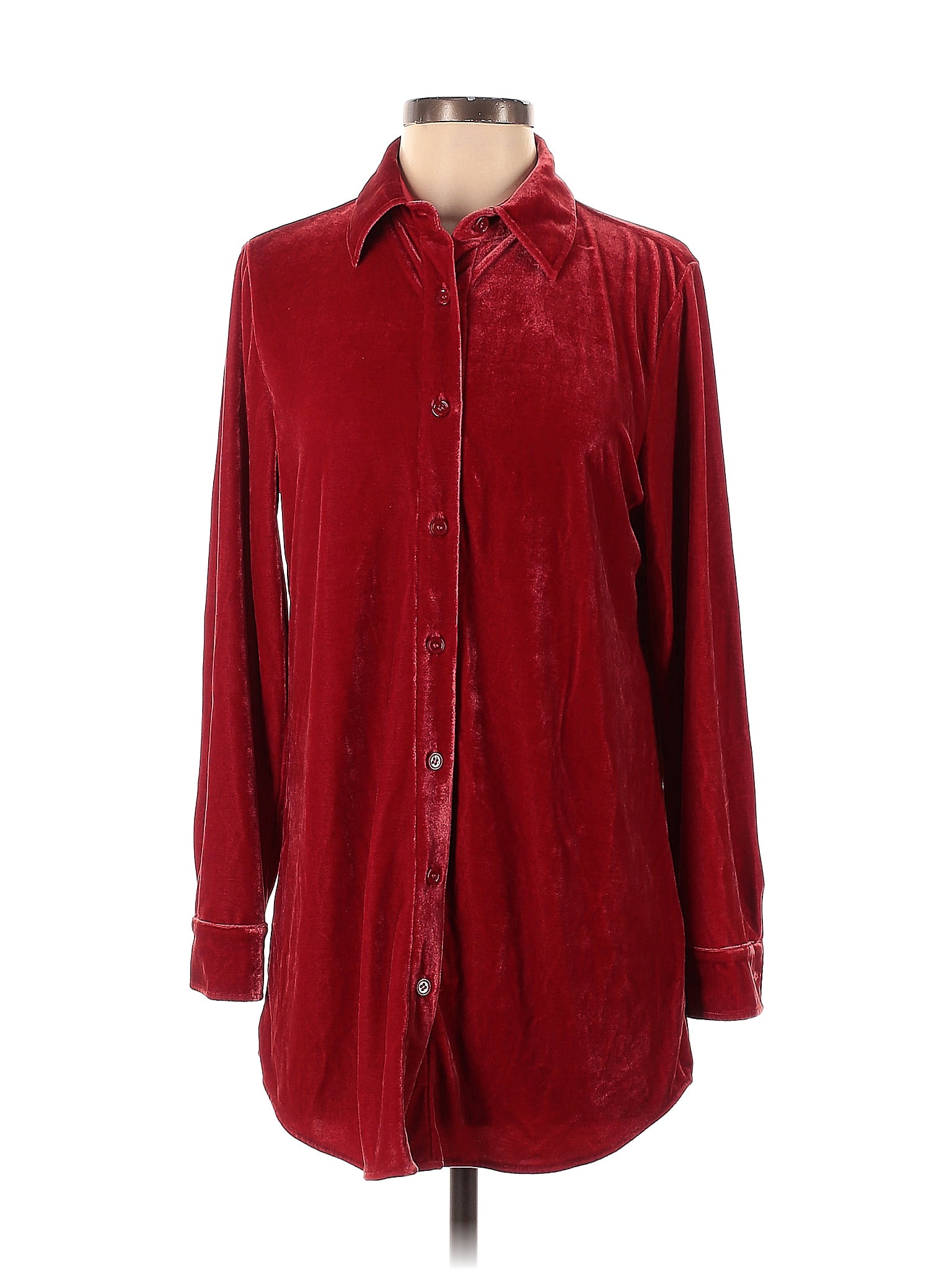 Soft Surroundings Solid Red Burgundy Long Sleeve Blouse Size Xs 65