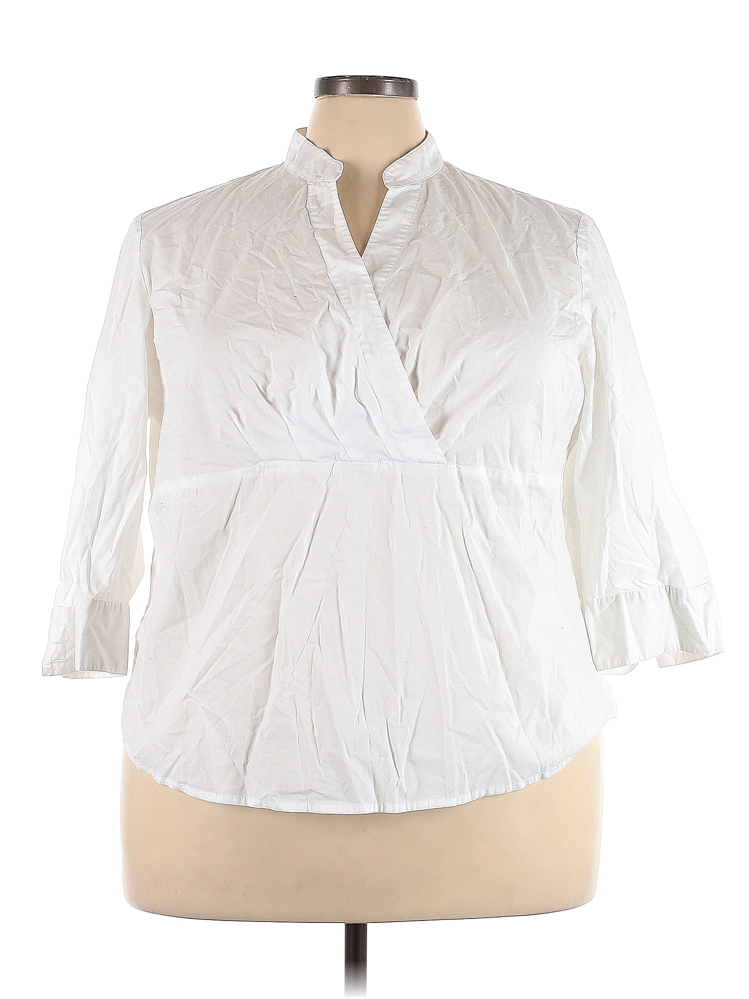 Talbots White Long Sleeve Blouse Size 3x Plus 67 Off Thredup