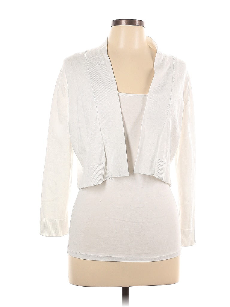 Calvin Klein Color Block Solid White Cardigan Size L - 65% off | ThredUp