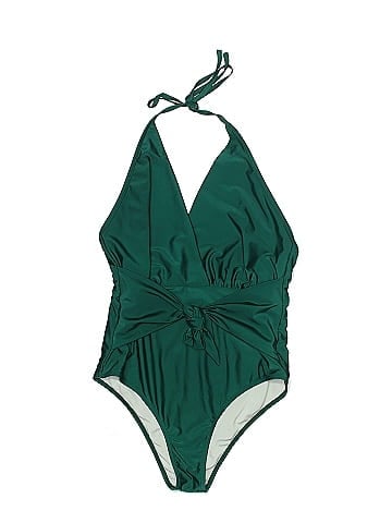 Unbranded Solid Green One Piece Swimsuit Size 1X (Plus) - 60% off