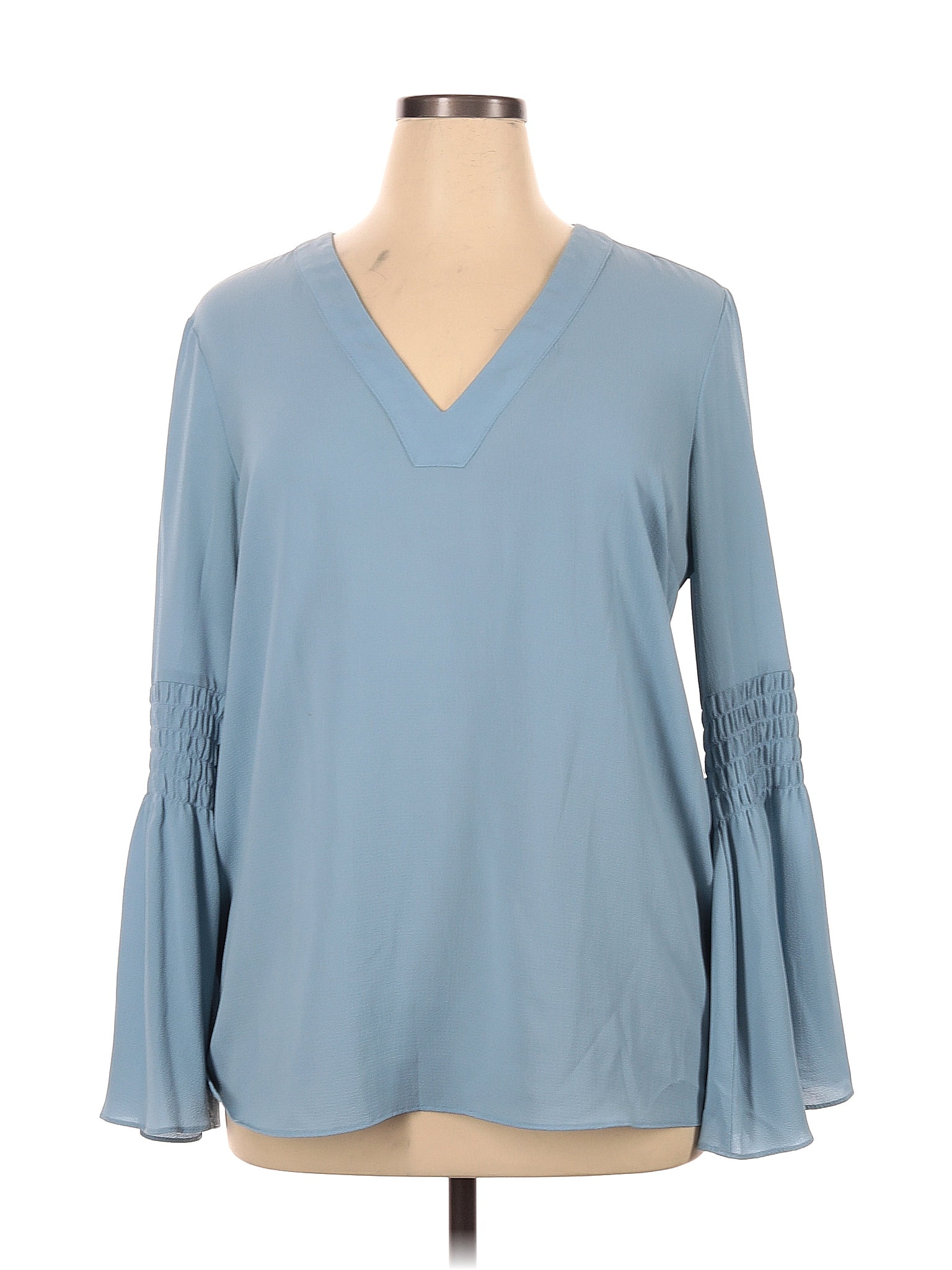 Michael Michael Kors Solid Blue Long Sleeve Blouse Size Xl 73 Off