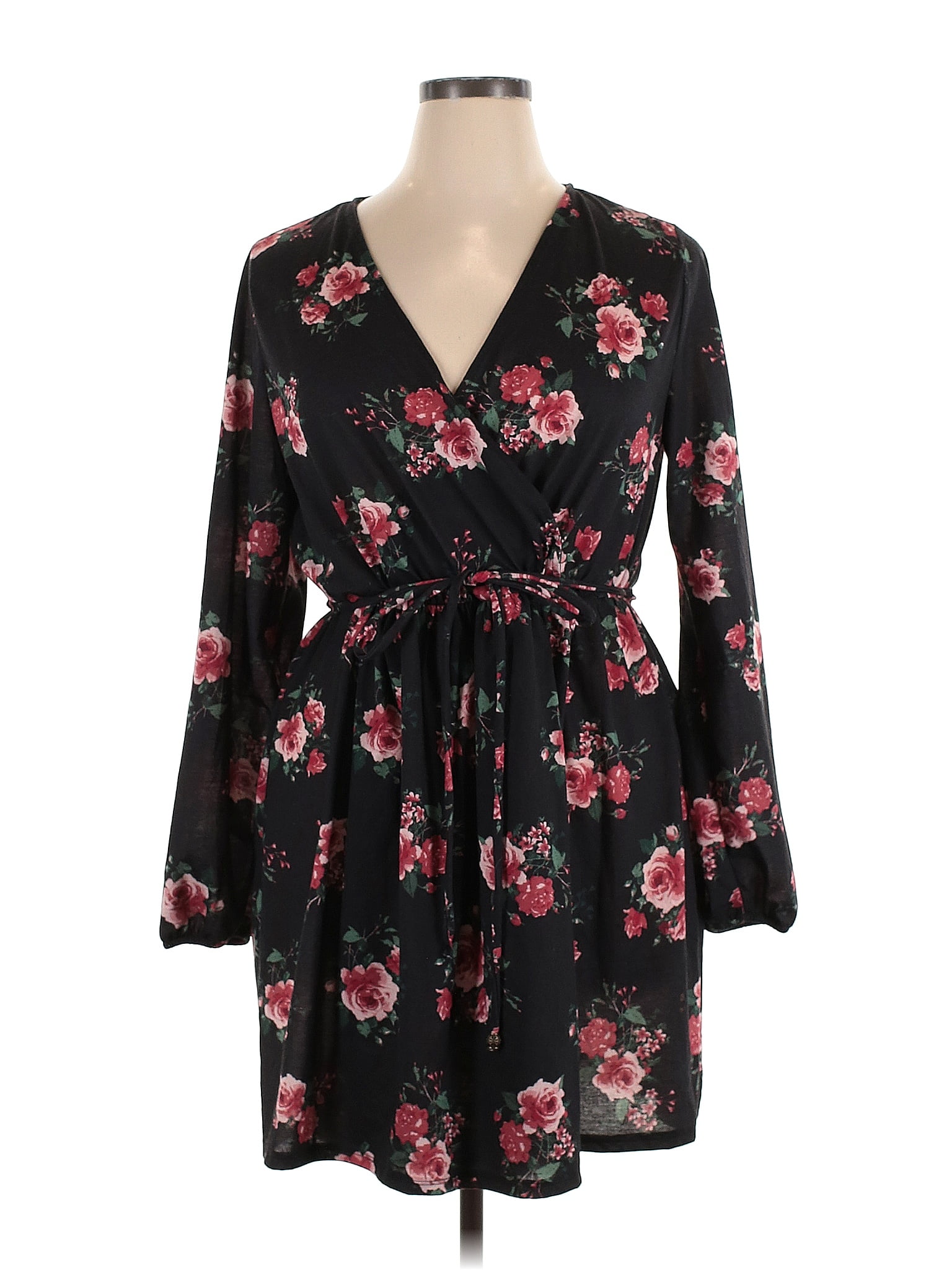 Xhilaration 100% Polyester Floral Black Casual Dress Size XL - 32% off ...