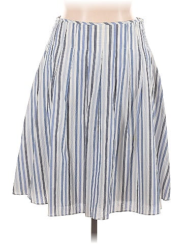 DKNY 100% Cotton Stripes Multi Color Blue Casual Skirt Size 14